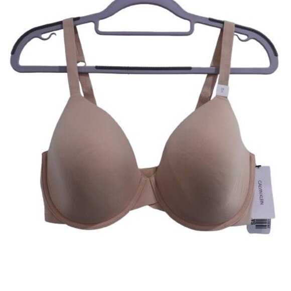 NEW Calvin Klein Perfectly Fit Lightly Lined Full Coverage T-Shirt Bra Beige 38D - Picture 1 of 8